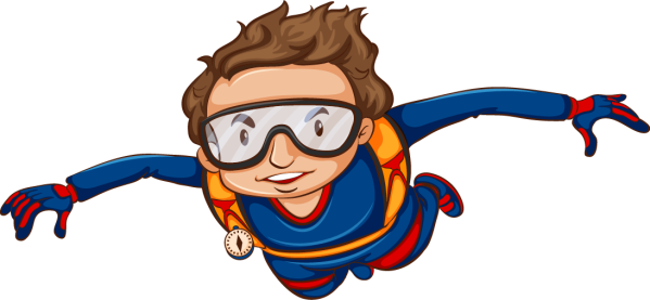Clipart image of a skydiver.