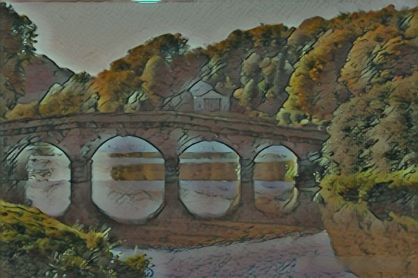 A photo from Stourhead House, with various effects applied