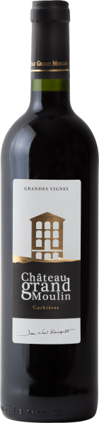 Photo of a bottle of red wine from the Chateau Grand Moulin