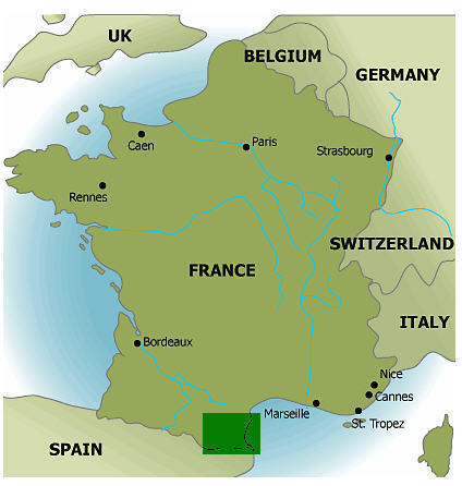 Map showing the Cathar region in France