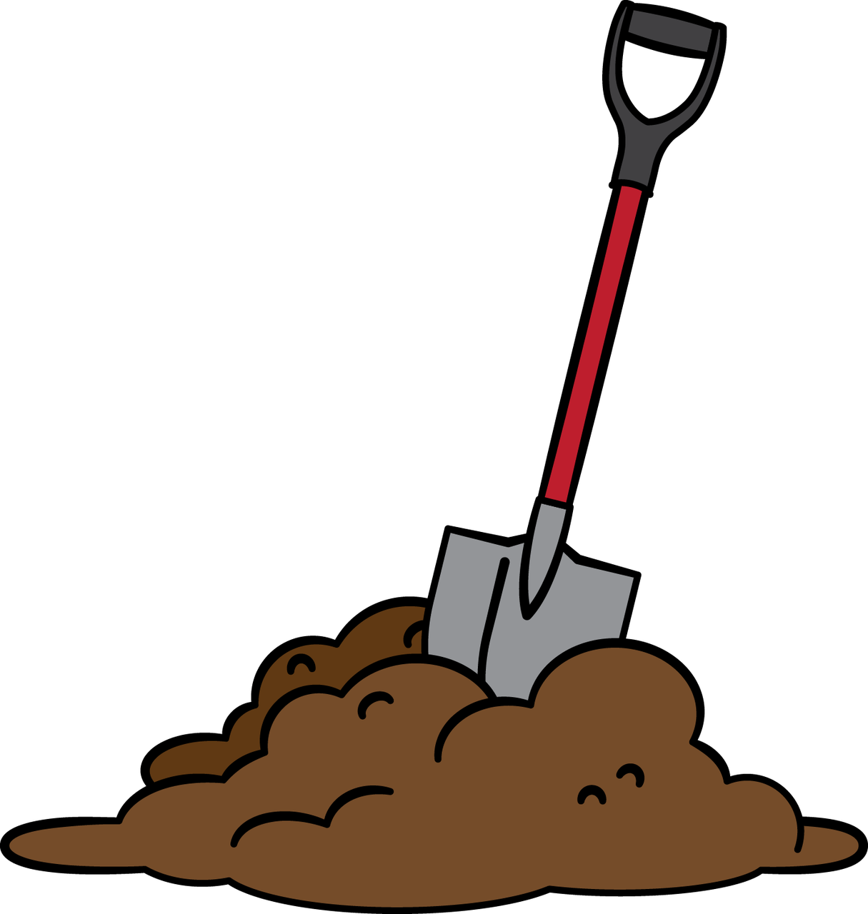 Clipart image of a spade in a pile of earth.