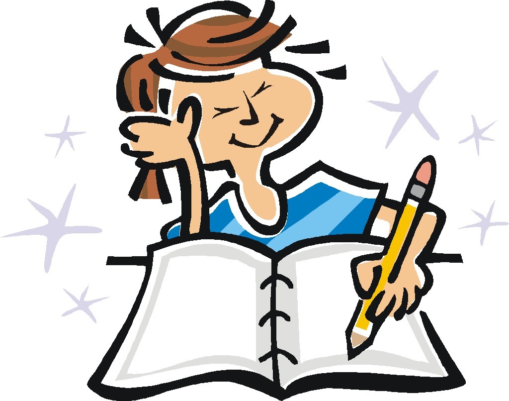 Clipart image of a girl writing