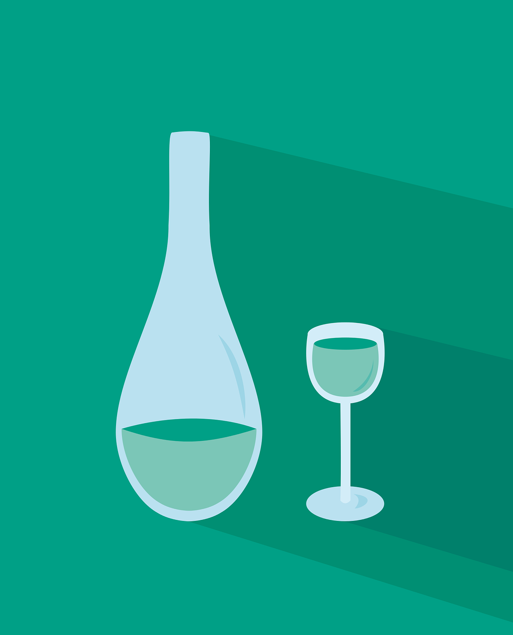 Clipart image of a carafe and glass,possibly containing water.