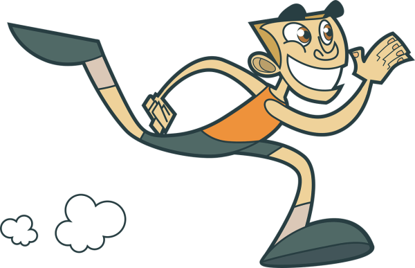 Jokey image of a man running