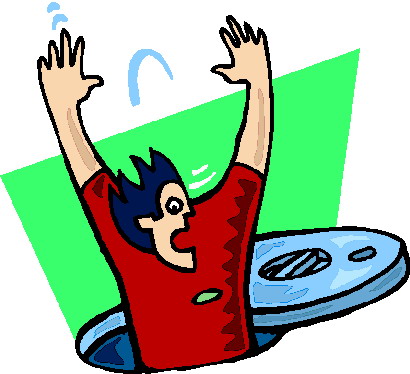 Clipart of a man falling down a manhole