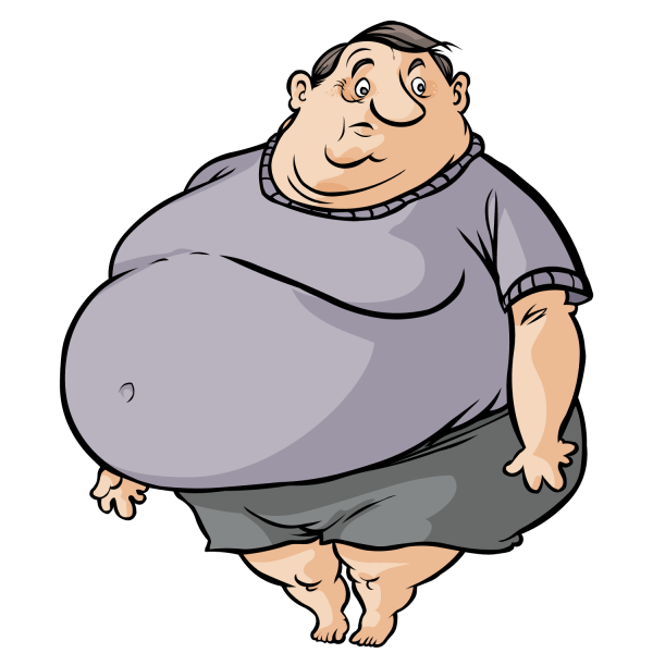 Clipart image of a very fat man.