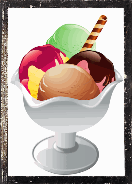 Clipart image of a bowl of ice cream
