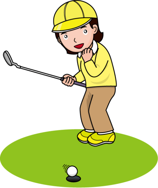 Cartoon image of a woman golfer
