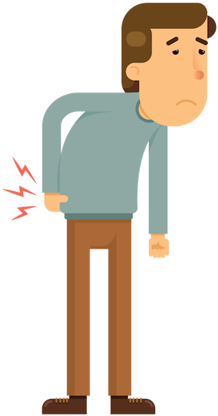Clipart image of a man with a bad back
